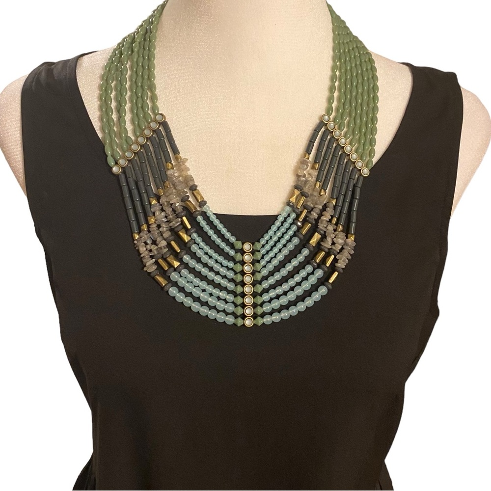 Lia Sophia Green and Black Beaded Necklace